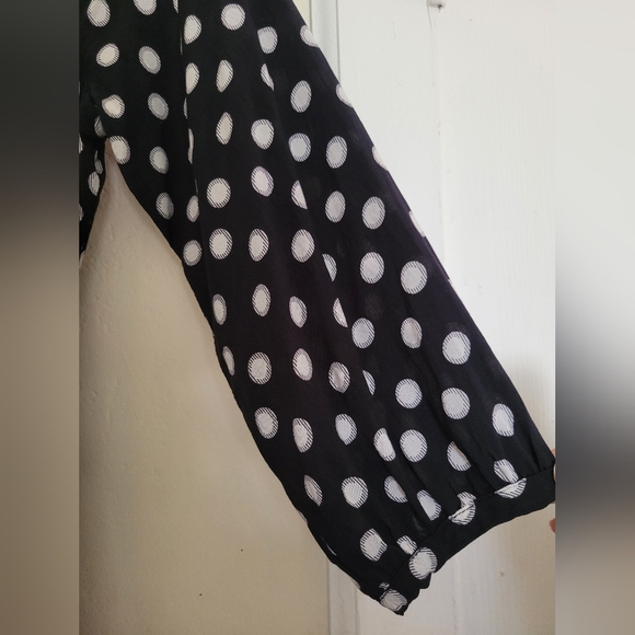 Anthropologie Maeve Black Polka Dot Retro Feminine Belted Gerti Midi Dress 4 - Picture 8 of 12